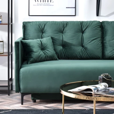 Sofa mit Stauraum NORGE – Flaschengrün/Schwarz