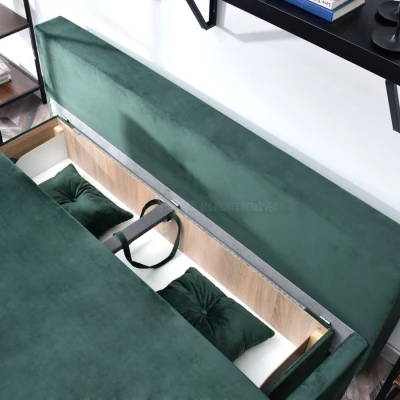 Sofa mit Stauraum NORGE – Flaschengrün/Schwarz