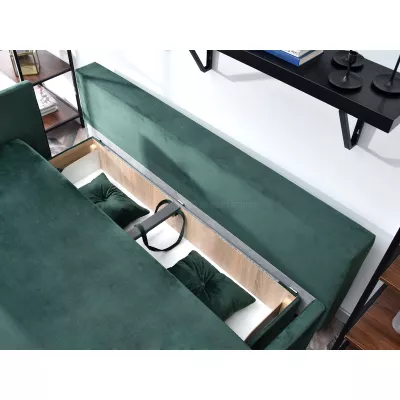 Sofa mit Stauraum NORGE – Flaschengrün/Schwarz
