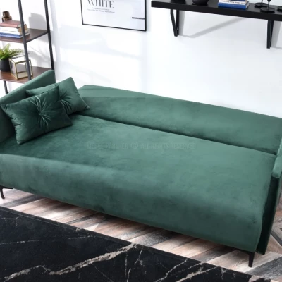 Sofa mit Stauraum NORGE – Flaschengrün/Schwarz