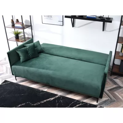 Sofa mit Stauraum NORGE – Flaschengrün/Schwarz