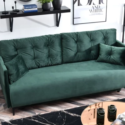 Sofa mit Stauraum NORGE – Flaschengrün/Schwarz