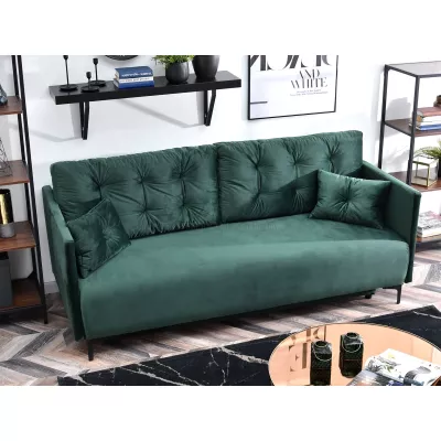 Sofa mit Stauraum NORGE – Flaschengrün/Schwarz