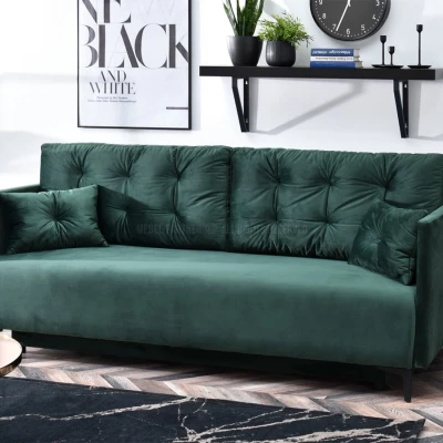 Sofa mit Stauraum NORGE – Flaschengrün/Schwarz