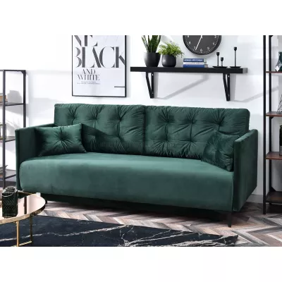 Sofa mit Stauraum NORGE – Flaschengrün/Schwarz