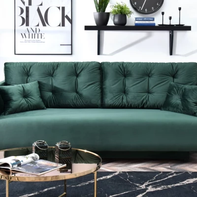 Sofa mit Stauraum NORGE – Flaschengrün/Schwarz