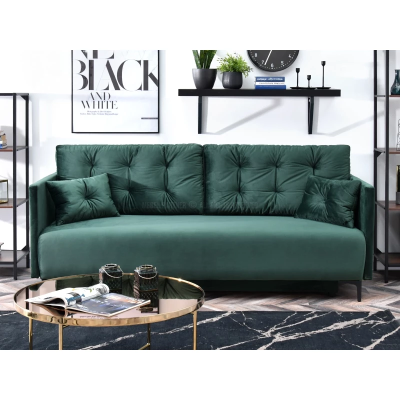 Sofa mit Stauraum NORGE – Flaschengrün/Schwarz