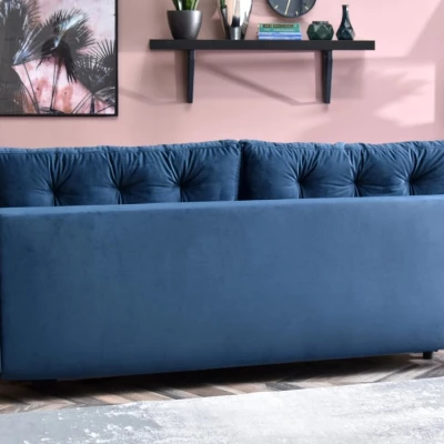 Sofa mit Stauraum NORGE – dunkelblau/schwarz
