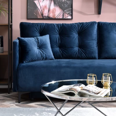 Sofa mit Stauraum NORGE – dunkelblau/schwarz
