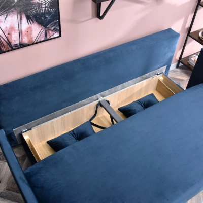 Sofa mit Stauraum NORGE – dunkelblau/schwarz