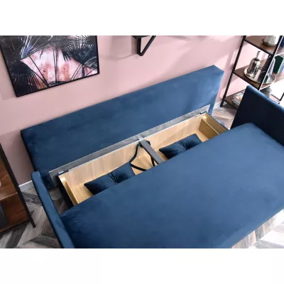 Sofa mit Stauraum NORGE – dunkelblau/schwarz