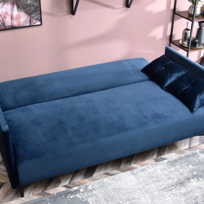 Sofa mit Stauraum NORGE – dunkelblau/schwarz