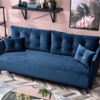 Sofa mit Stauraum NORGE – dunkelblau/schwarz