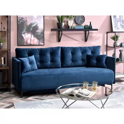 Sofa mit Stauraum NORGE – dunkelblau/schwarz