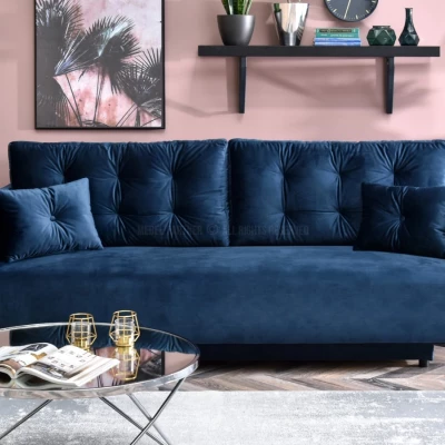 Sofa mit Stauraum NORGE – dunkelblau/schwarz
