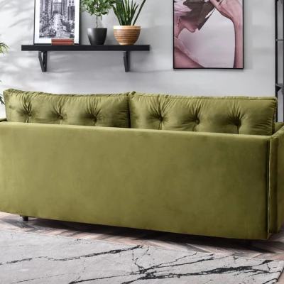 Sofa mit Stauraum NORGE - oliv/schwarz