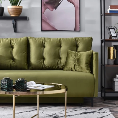 Sofa mit Stauraum NORGE - oliv/schwarz
