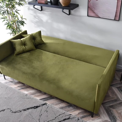 Sofa mit Stauraum NORGE - oliv/schwarz