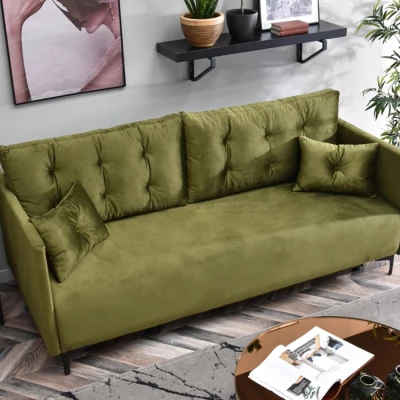 Sofa mit Stauraum NORGE - oliv/schwarz