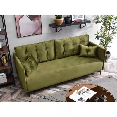 Sofa mit Stauraum NORGE - oliv/schwarz