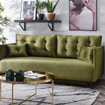 Sofa mit Stauraum NORGE - oliv/schwarz