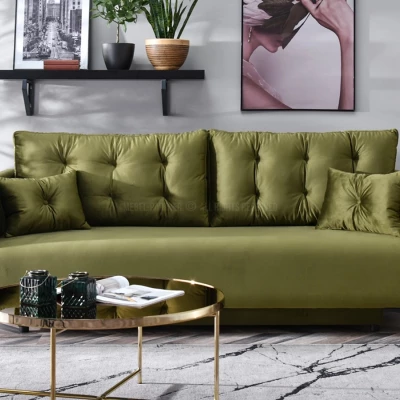 Sofa mit Stauraum NORGE - oliv/schwarz