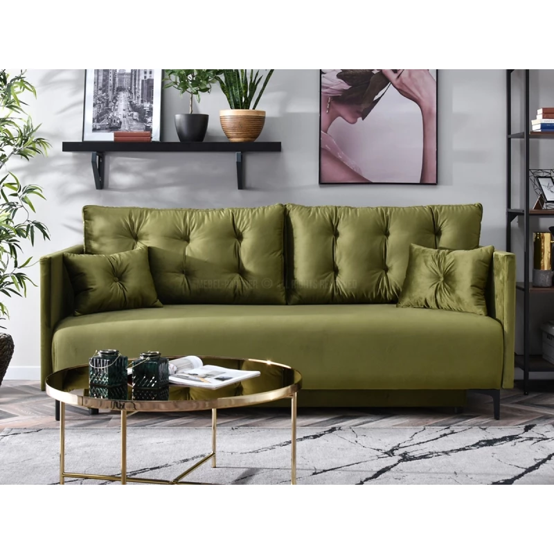 Sofa mit Stauraum NORGE - oliv/schwarz