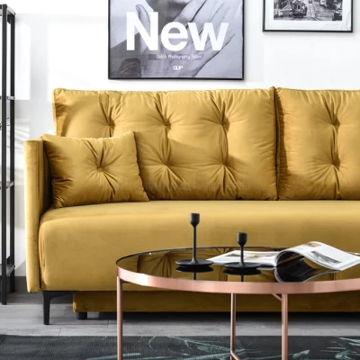 Sofa mit Stauraum NORGE - Gold/Schwarz