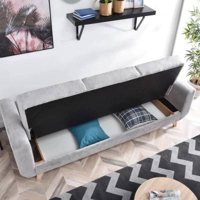 HOLMARA Schlafsofa - grau / Buche