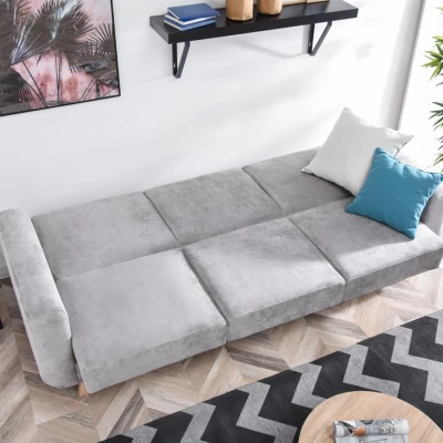 HOLMARA Schlafsofa - grau / Buche