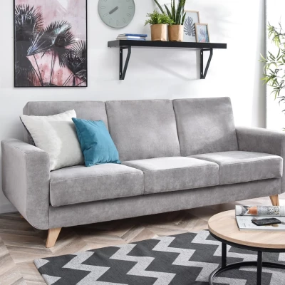 HOLMARA Schlafsofa - grau / Buche
