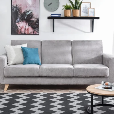 HOLMARA Schlafsofa - grau / Buche