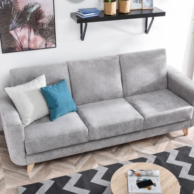 HOLMARA Schlafsofa - grau / Buche