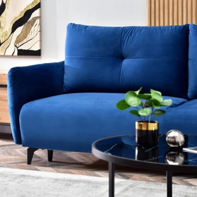 Schlafsofa MIGDALIA – Dunkelblau/Schwarz