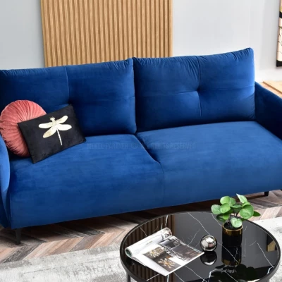 Schlafsofa MIGDALIA – Dunkelblau/Schwarz