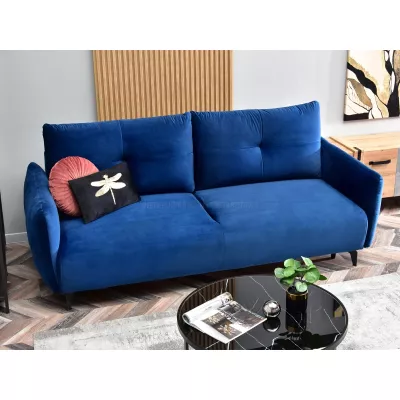 Schlafsofa MIGDALIA – Dunkelblau/Schwarz