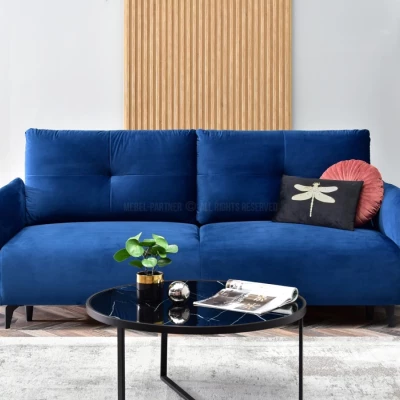 Schlafsofa MIGDALIA – Dunkelblau/Schwarz