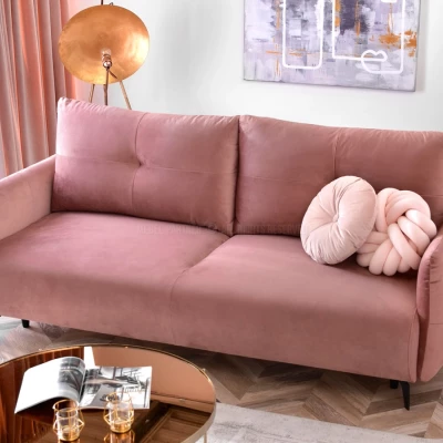 Schlafsofa MIGDALIA - rosa / schwarz