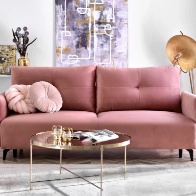 Schlafsofa MIGDALIA - rosa / schwarz