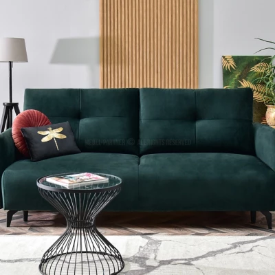 Schlafsofa MIGDALIA - grün / schwarz