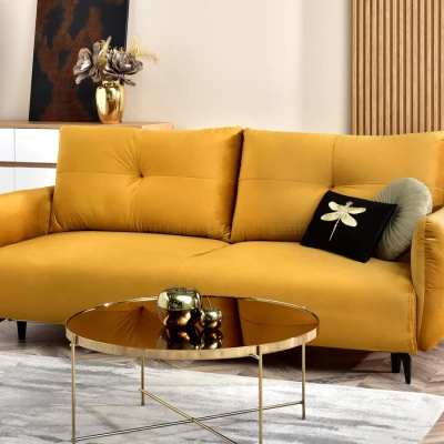 Schlafsofa MIGDALIA - gelb/schwarz