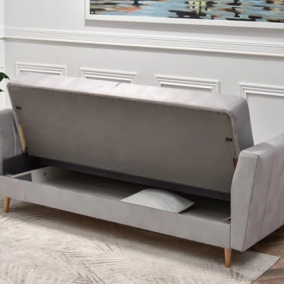 Sofa mit Stauraum ZUHURA - grau/buche
