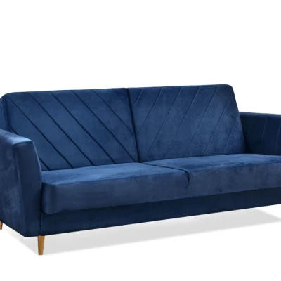 Sofa mit Stauraum ZUHURA - dunkelblau / Buche