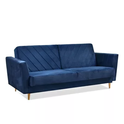 Sofa mit Stauraum ZUHURA - dunkelblau / Buche