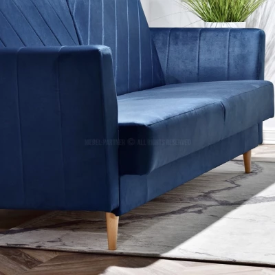 Sofa mit Stauraum ZUHURA - dunkelblau / Buche