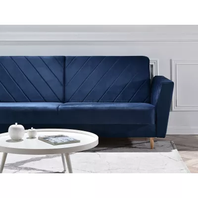 Sofa mit Stauraum ZUHURA - dunkelblau / Buche