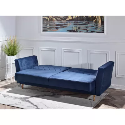 Sofa mit Stauraum ZUHURA - dunkelblau / Buche