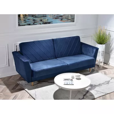 Sofa mit Stauraum ZUHURA - dunkelblau / Buche