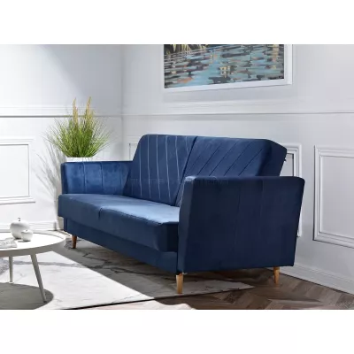 Sofa mit Stauraum ZUHURA - dunkelblau / Buche