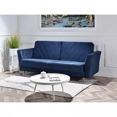 Sofa mit Stauraum ZUHURA - dunkelblau / Buche